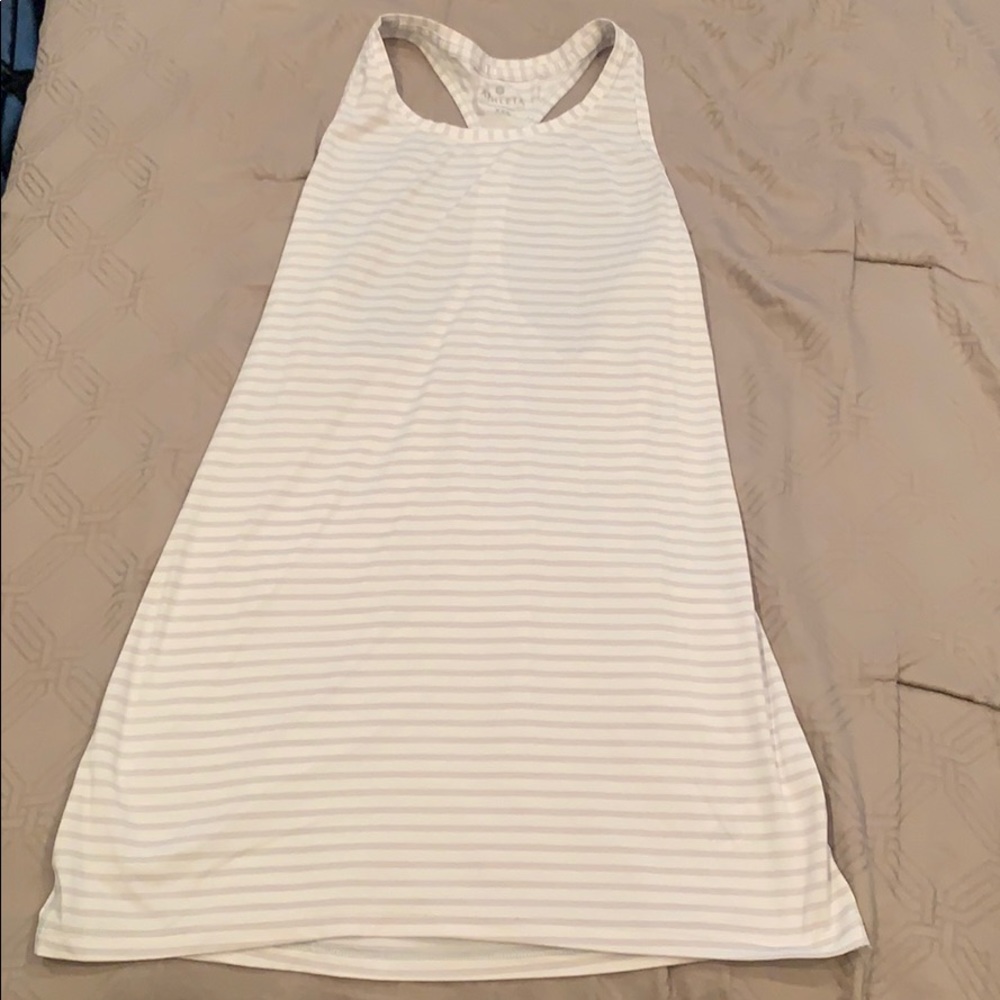 Athleta gray and white stripe chi tank.